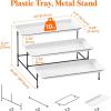 Lifewit 3 Tier Serving Tray, 12″ x 6.5″ White Plastic Tiered Food Serving Platters, Tiered Tray Stand for Party with Black Collapsible Metal Stand, Dessert Display Stands for Cookies, Crackers(14″ x 6.5″)