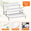 Lifewit 3 Tier Serving Tray, 12″ x 6.5″ White Plastic Tiered Food Serving Platters, Tiered Tray Stand for Party with Black Collapsible Metal Stand, Dessert Display Stands for Cookies, Crackers(14″ x 6.5″)