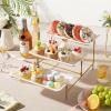 Lifewit 3 Tier Serving Tray for Party, 12″ x 6.5″ Plastic Tiered Food Serving Platters, White Rotatable Tiered Tray Stand with Gold Collapsible Metal Stand, Dessert Table Display Set for Buffet(12″ x 6.5″)