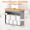Lifewit 30L Toilet Paper Storage Holder for 12 to 16 Rolls, Free Standing Toilet Paper Basket Stand with Bamboo Lid, Collapsible Fabric Bathroom Organizer Box for Mega Rolls, Large, White(Gray)