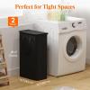 Lifewit 65L Slim Laundry Hamper, Small Laundry Basket with Lid, Dirty Narrow Collapsible Clothes Storage with Easy Carry Extended Handles, Tall Hampers for Bedroom Laundry Room, White, 2 Packs(Black)