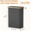 Lifewit 65L Slim Laundry Hamper with Lid, Narrow Laundry Basket with Removable Bag & Bamboo Handles, Fodable Thin Dirty Clothes Hamper for Laundry Collapsible Bin for Bathroom Bedroom Dorm, Dark Gray(Dark Gray)