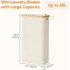 Lifewit 65L Slim Laundry Hamper with Lid, Narrow Laundry Basket with Removable Bag & Bamboo Handles, Fodable Thin Dirty Clothes Hamper for Laundry Collapsible Bin for Bathroom Bedroom Dorm, Dark Gray(White)