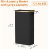 Lifewit 65L Slim Laundry Hamper with Lid, Narrow Laundry Basket with Removable Bag & Bamboo Handles, Fodable Thin Dirty Clothes Hamper for Laundry Collapsible Bin for Bathroom Bedroom Dorm, Dark Gray(Black)