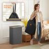 Lifewit 65L Slim Laundry Hamper with Lid, Narrow Laundry Basket with Removable Bag & Bamboo Handles, Fodable Thin Dirty Clothes Hamper for Laundry Collapsible Bin for Bathroom Bedroom Dorm, Dark Gray(Dark Gray)