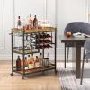 Lifewit Bar Cart, Home Bar Serving Cart, 3 Tier Drink Cart with 12 Wine Bottle Racks, Liquor Beverage Cart for Kitchen Dining Livingroom, 31.5″ x 15.7″ x 36.6″, Removable Top Tray, Rustic Brown