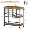 Lifewit Bar Cart, Home Bar Serving Cart, 3 Tier Drink Cart with 12 Wine Bottle Racks, Liquor Beverage Cart for Kitchen Dining Livingroom, 31.5″ x 15.7″ x 36.6″, Removable Top Tray, Rustic Brown