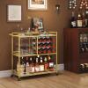 Lifewit Bar Cart for The Home, 3 Tier Drink Cart with Lockable Wheels, 12 Wine Rack and 3 Rows Glass Holders, Liquor Serving Cart for Kitchen Dining Livingroom, 31.6″ x 13.1″ x 33.9″, Gold(Gold)