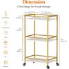 Lifewit Bar Cart for The Home, 3 Tier Small Rolling Wine Cart, Drink Serving Cart with Lockable Wheels, Mini Liquor Utility Cart for Kitchen Dining Living Room, 17″ x 11.8″ x 32.1″, Gold(Gold)