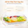 Lifewit Chilled Serving Tray for Parties, 15” Divided Shrimp Cocktail Serving Dish with Lid, Plastic Taco Bar Platter, Ice Serving Bowl for Veggie, Fruit, Salad, Mimosa Bar Supplies in Party/Buffet