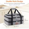 Lifewit Double Decker Casserole Carrier for Hot and Cold Food, Insulated Casserole Dish Carrier Carrying Case with Tool Room, Thermal Bag for Potluck Parties Cookouts Fits 9″×13″ Baking Dish, Gray(Gray)