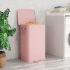 Lifewit Double Laundry Hamper with Lid and Removable Laundry Bags, Large Collapsible 2 Dividers Dirty Clothes Basket with Handles for Bedroom, Laundry Room, Closet, Bathroom, College, 136L Gray(Pink)