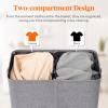 Lifewit Double Laundry Hamper with Lid and Removable Laundry Bags, Large Collapsible 2 Dividers Dirty Clothes Basket with Handles for Bedroom, Laundry Room, Closet, Bathroom, College, 136L Gray(Light Gray)