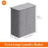 Lifewit Double Laundry Hamper with Lid and Removable Laundry Bags, Large Collapsible 2 Dividers Dirty Clothes Basket with Handles for Bedroom, Laundry Room, Closet, Bathroom, College, 136L Gray(Light Gray)