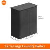 Lifewit Double Laundry Hamper with Lid and Removable Laundry Bags, Large Collapsible 2 Dividers Dirty Clothes Basket with Handles for Bedroom, Laundry Room, Closet, Bathroom, College, 136L Gray(Dark Gray)