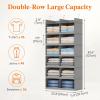 Lifewit Dual-Row 6 Tier Shelf Hanging Closet Organizer and Storage, Clothes Storage Shelves with 3 Sturdy Hooks for Clothing Organization, Foldable Dorm Room Essentials, 12 Sections Grey(Light Gray)
