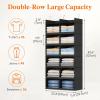 Lifewit Dual-Row 6 Tier Shelf Hanging Closet Organizer and Storage, Clothes Storage Shelves with 3 Sturdy Hooks for Clothing Organization, Foldable Dorm Room Essentials, 12 Sections Grey(Black)