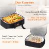 Lifewit Duo Insulated Casserole Carrier for Hot or Cold Food, Lasagna Holder 2 Compartments, Thermal Lunch Tote for Potluck Parties Cookouts, Fits 9″x13″ Casserole Dish, Gray(Black)