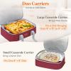 Lifewit Duo Insulated Casserole Carrier for Hot or Cold Food, Lasagna Holder 2 Compartments, Thermal Lunch Tote for Potluck Parties Cookouts, Fits 9″x13″ Casserole Dish, Gray(Red)