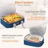 Lifewit Duo Insulated Casserole Carrier for Hot or Cold Food, Lasagna Holder 2 Compartments, Thermal Lunch Tote for Potluck Parties Cookouts, Fits 9″x13″ Casserole Dish, Gray(Blue)