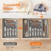 Lifewit Expandable Silverware Drawer Organizer, 16.7 inches Deep Adjustable Utensil Cutlery Tray for kitchen, Plastic Flatware Spoon Fork Knives Holder Storage Divider, 7 Compartment, 1 Pack, White(Gray)