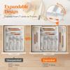 Lifewit Expandable Silverware Drawer Organizer, 16.7 inches Deep Adjustable Utensil Cutlery Tray for kitchen, Plastic Flatware Spoon Fork Knives Holder Storage Divider, 7 Compartment, 1 Pack, White(White)