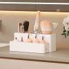 Lifewit Hair Tool Organizer, Removable Hair Dryer Holder Countertop, Acrylic Hot Tools Organizer with 3 Stainless Cups for Curling Iron, Straightener, Hairbrush, Makeup Accessories in Bathroom, White(White)