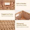 Lifewit Handwoven PP Wicker Storage Basket, Waterproof Imitation Rattan Basket with Built-in Handles, Rectangle Baskets for Organizing Shelves, Pantry, Burlywood, 2-Pack (Large+Medium)(Burlywood)