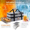 Lifewit Insulated Double Casserole Carrier Thermal Lunch Tote for Potluck Parties, Picnic, Beach, Fits 9 x 13 Inches Casserole Dish, Expandable by Mid Zipper, Grey(Gray)