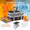 Lifewit Insulated Double Casserole Carrier Thermal Lunch Tote for Potluck Parties, Picnic, Beach, Fits 9 x 13 Inches Casserole Dish, Expandable by Mid Zipper, Grey(Black-Flowers)