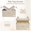 Lifewit Large Clothes Storage Bins with Lids, Fabric Foldable Storage Boxes with Handles, Decorative Closet Organizer, Stackable Cube Baskets Container for Bedroom, Office, 2 Packs, 34.5L Beige(2)
