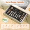 Lifewit Large Silverware Drawer Organizer, Expandable From 21 to 36 Inches, BPA Free Plastic Utensil Tray for Kitchen, Adjustable Flatware and Cutlery Holder for Spoons Forks Knives, Black(Black)