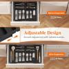Lifewit Large Silverware Drawer Organizer, Expandable From 21 to 36 Inches, BPA Free Plastic Utensil Tray for Kitchen, Adjustable Flatware and Cutlery Holder for Spoons Forks Knives, Black(Black)