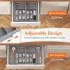 Lifewit Large Silverware Drawer Organizer, Expandable From 21 to 36 Inches, BPA Free Plastic Utensil Tray for Kitchen, Adjustable Flatware and Cutlery Holder for Spoons Forks Knives, Black(Gray)