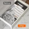 Lifewit Large Silverware Drawer Organizer, Expandable Utensil Tray for Kitchen, BPA Free Flatware and Cutlery Holder, Adjustable Plastic Storage for Spoons Forks Knives, Large, Black(White&black)