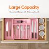 Lifewit Large Silverware Drawer Organizer, Expandable Utensil Tray for Kitchen, BPA Free Flatware and Cutlery Holder, Adjustable Plastic Storage for Spoons Forks Knives, Large, Black(Pink)