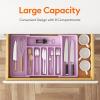 Lifewit Large Silverware Drawer Organizer, Expandable Utensil Tray for Kitchen, BPA Free Flatware and Cutlery Holder, Adjustable Plastic Storage for Spoons Forks Knives, Large, Black(Purple)