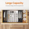 Lifewit Large Silverware Drawer Organizer, Expandable Utensil Tray for Kitchen, BPA Free Flatware and Cutlery Holder, Adjustable Plastic Storage for Spoons Forks Knives, Large, Black(White&black)