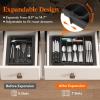 Lifewit Large Silverware Drawer Organizer, Expandable Utensil Tray for Kitchen, BPA Free Flatware and Cutlery Holder, Adjustable Plastic Storage for Spoons Forks Knives, Large, Black(Black)