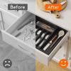 Lifewit Large Silverware Drawer Organizer, Expandable Utensil Tray for Kitchen, BPA Free Flatware and Cutlery Holder, Adjustable Plastic Storage for Spoons Forks Knives, Large, Black(Black&Gray)