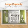 Lifewit Large Silverware Drawer Organizer, Expandable Utensil Tray for Kitchen, BPA Free Flatware and Cutlery Holder, Adjustable Plastic Storage for Spoons Forks Knives, Large, Black(Green&White)