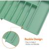 Lifewit Large Silverware Drawer Organizer, Expandable Utensil Tray for Kitchen, BPA Free Flatware and Cutlery Holder, Adjustable Plastic Storage for Spoons Forks Knives, Large, Black(Green)