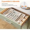 Lifewit Large Silverware Drawer Organizer, Plastic Cooking Utensil Tray for Kitchen, Expandable From 21 to 36 Inches, Adjustable Flatware Cutlery Spoon Fork Knife Spatula Gadgets Holder, Black(White)