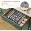 Lifewit Large Silverware Drawer Organizer, Plastic Cooking Utensil Tray for Kitchen, Expandable From 21 to 36 Inches, Adjustable Flatware Cutlery Spoon Fork Knife Spatula Gadgets Holder, Black(Gray)