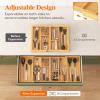 Lifewit Large Utensil Organizer for Kitchen Drawer, Expandable 21.4 to 36 Inches Wide, Adjustable Cooking Silverware Tray, Bamboo Cutlery Flatware Holder, Spatula Tool Gadget Storage Divider, Natural(Natural)