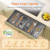Lifewit Large Utensil Organizer for Kitchen Drawer, Expandable 21.4 to 36 Inches Wide, Adjustable Cooking Silverware Tray, Bamboo Cutlery Flatware Holder, Spatula Tool Gadget Storage Divider, Natural(Gray)