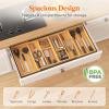 Lifewit Large Utensil Organizer for Kitchen Drawer, Expandable 21.4 to 36 Inches Wide, Adjustable Cooking Silverware Tray, Bamboo Cutlery Flatware Holder, Spatula Tool Gadget Storage Divider, Natural(Natural)