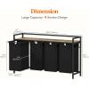 Lifewit Laundry Hamper 4 Section, 168L Pull out Laundry Clothes Basket Organizer with Large Top Shelf and 4 Removable Bags and Handles, Laundry Sorter for Laundry Room Bedroom Bathroom, Black(Black)