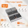 Lifewit Magnetic Drawer Knife Organizers Insert, Kitchen Plastic In Drawer Knife Block Slots for 16 Knives and 1 Sharpening Steel, Extra Large Steak Chefs Knives Holder Storage Sets, Gray(Gray)