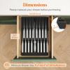 Lifewit Magnetic Drawer Knife Organizers Insert, Kitchen Plastic In Drawer Knife Block Slots for 16 Knives and 1 Sharpening Steel, Extra Large Steak Chefs Knives Holder Storage Sets, Gray(Black)